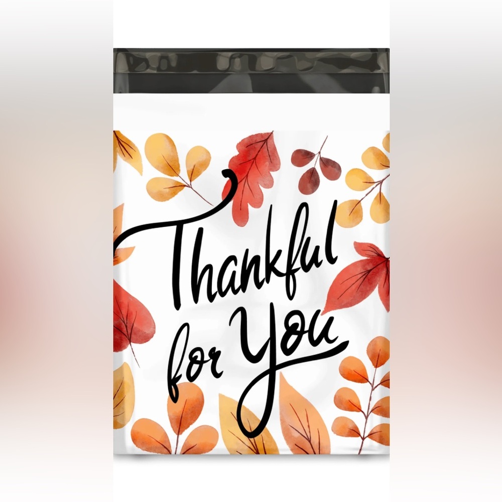 POLYMAILERS (20) Thankful for You/Thanksgiving Designer Premium Poly Mailers